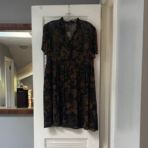 Peruvian Connection Black and Gold Midi Dress